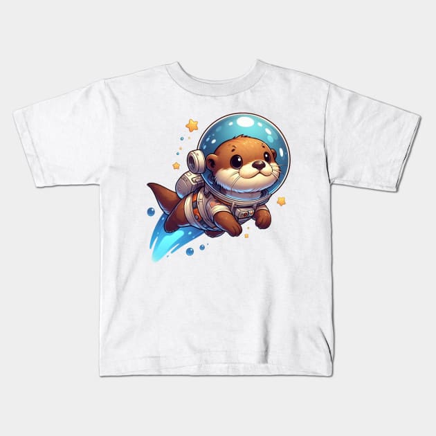 Cute Otter This world Illustration Kids T-Shirt by Dmytro